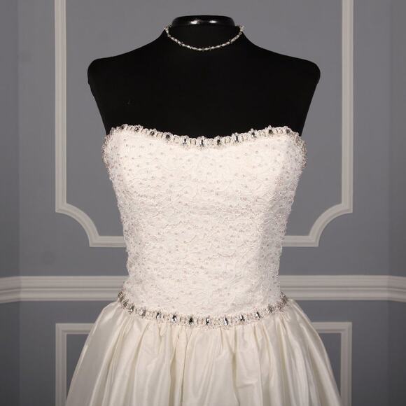 JUSTINA ATELIER Wedding Dress Strapless Silk Bridal Gown Meaghan Ivory Pink 8 - Picture 3 of 11